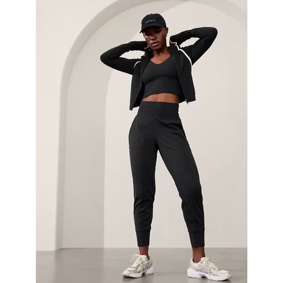 Athleta Pants - Athleta Venice High Rise Jogger Small Black Nylon Pull On Pants Athleisure Gym